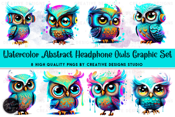 Abstract Headphone Owls Graphic Set: A Guide for Modern Creatives
