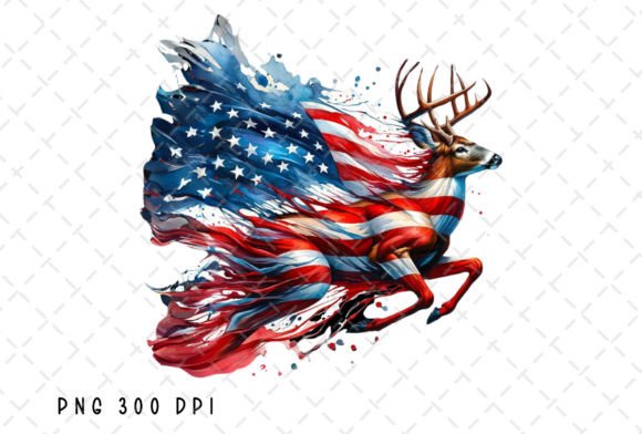 American Flag Buck Deer Hunting PNG: Bold Patriotic Design