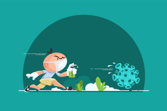 Boy Spraying to Protect Coronavirus: A Creative Asset for Modern Projects
