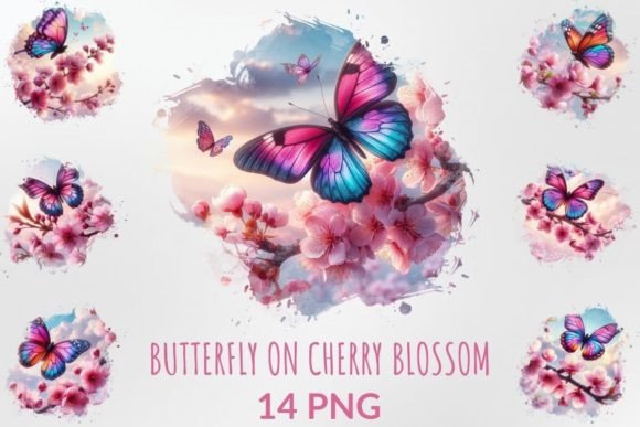 Embrace Spring: The Vibrant Butterfly on Cherry Blossom Design