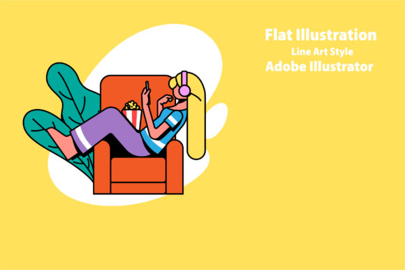 Funny Girl Character Sitting on a Sofa: A Timeless Design Asset