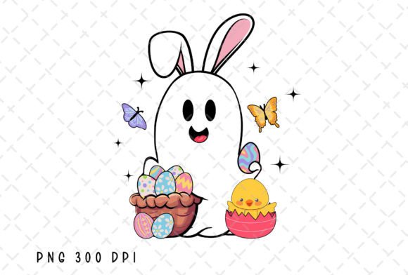 Ghost Bunny Eggs Easter Day Spring PNG: A Playful Digital Asset