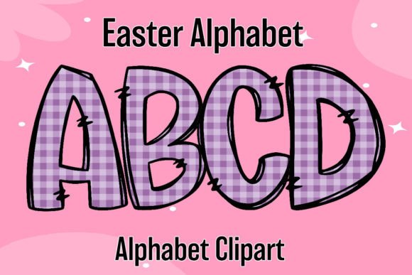 Happy Easter Purple Alphabet Doodle: A Creative Asset