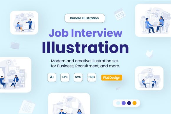 Job Interview Set Bundle Illustration: Modern Vector Assets