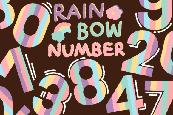 Rainbow Number – Number Cilpart Set 02: A Hand-Drawn Design Asset