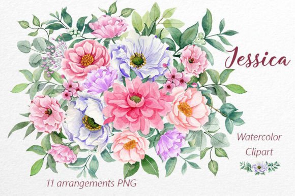 Set of Bouquets of Pink, Purple Flowers: Elevate Your Design Projects