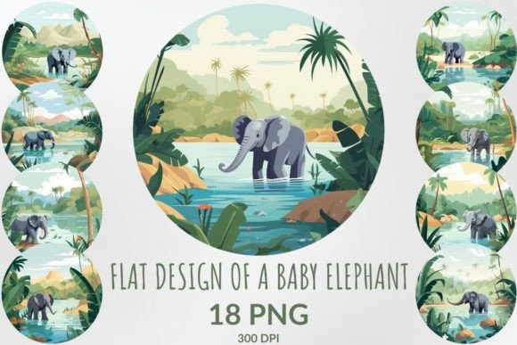 The Modern Charm of Flat Design Baby Elephant Sublimation