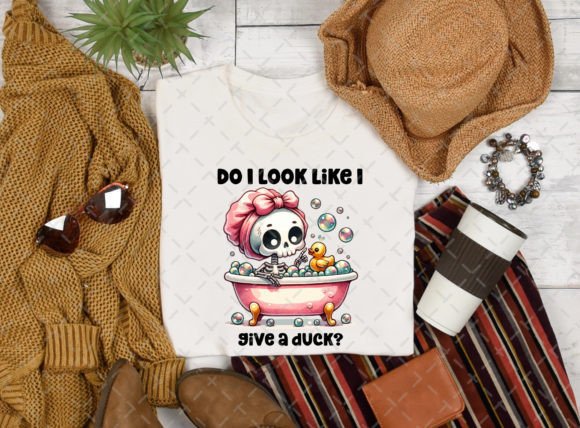 Unleash Your Snarky Side with the Do I Look Like I Give a Duck Skeleton Design