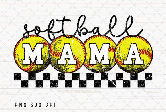 Varsity Retro Softball Mama Checker PNG for Your Designs