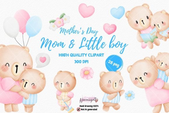 Watercolor Mother's Day Clipart: Capturing Tenderness in Design