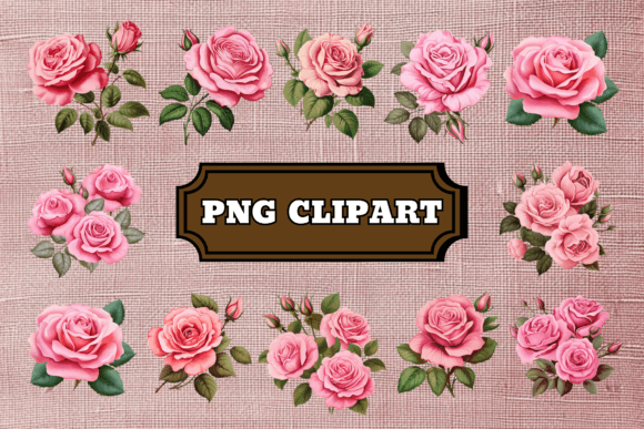 Watercolor Pink Roses Clipart: Versatile Floral Design Assets