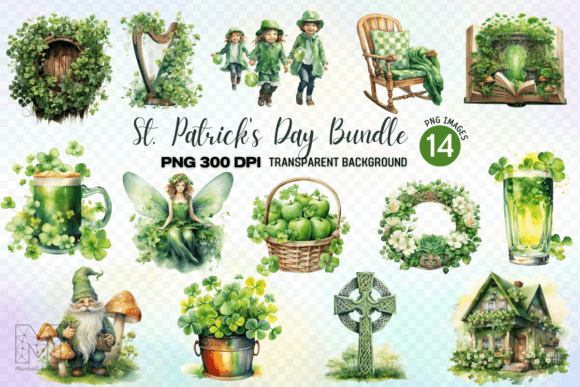 Watercolor St. Patrick’s Day Clipart PNG for Vibrant Projects