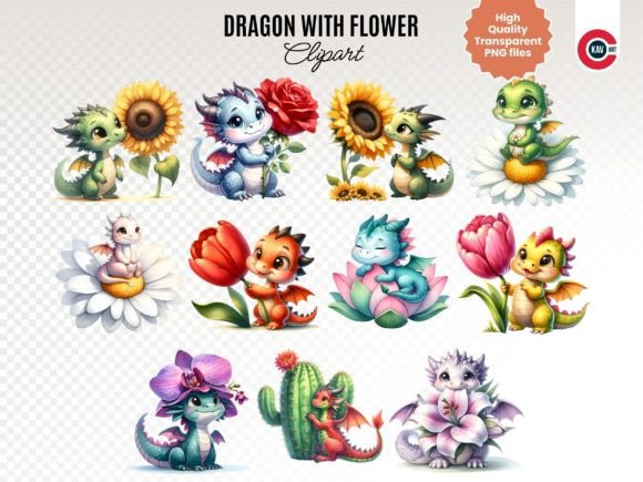 Whimsical Watercolor Dragons: Elevate Your Designs with Fantasy Clipart